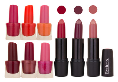 

Rythmx NEW STH RYTH BLK LIPSTICKS AND NAIL POLISH IMPORTANT COMBO 21(Set of 9)