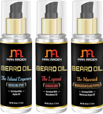 

Man Arden Beard Growth Oils (The Island Emperor + The Legend + The Maverick)(Set of 3)