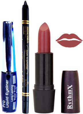 

Rythmx Biddent Time Brown Lipstick Eyeliner Kajal Combo Kit 780116(Set of 3)