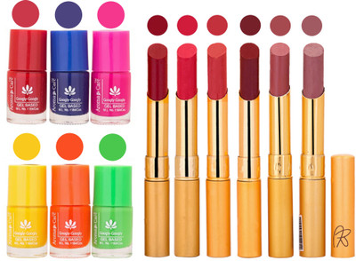 

Aroma Care Makeup Women Nail Polish and Exclusive Long Lasting Lipstick Set 17(Set of 12)