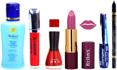 

Rythmx Lipstick ,Remover, Sindoor, Nail Polish,EyeLiner,Black Kajal, Makeup kit Combo 12078(Set of 6)