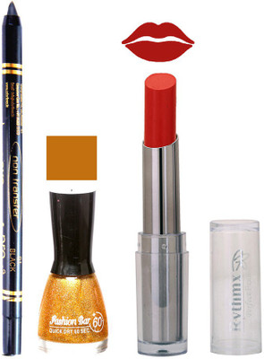 

Rythmx Lipstick , Nail Polish And Stay On Black Kajal Makeup Combo 1041(Set of 3)