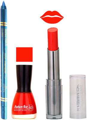 

Rythmx Lipstick , Nail Polish And Turquoise Blue Kajal Makeup Combo 1102(Set of 3)