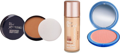 

Blue Heaven Xpression Pan Cake (73), Oil Free Foundation (Natural Beige) & Silk On Face Compact (PINK)(Set of 3)