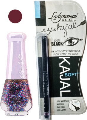 

Lady Fashion Nail Polish and Kajal Combo 2010201648(Set of 2)