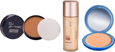 

Blue Heaven Xpression Pan Cake (73), Oil Free Foundation (Natural Beige) & Silk On Face Compact (Blush) Combo.(Set of 3)