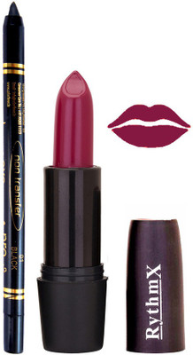 

Rythmx Mauve Lipstick And Pro Non Transfer Black Kajal 3899(Set of 2)