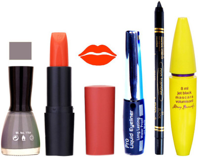 

Rythmx Lipstick, Nail Polish, Eyeliner,Black Kajal Makeup Combo Kit 1354(Set of 5)