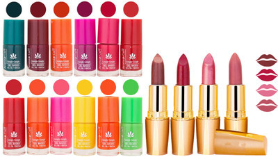 

Aroma Care Gel Nail Polish Set Quick Dry, Long Lasting and Creamy Matte Lipstick Combo 1092(Set of 16)