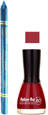 

Fashion Bar Redish Mauve Nail Polish With Pro Non Transfer Turquoise Blue Kajal 67(Set of 2)