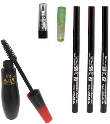 

ADS 1595 Mascara, Kajal, Lip Liner Pencils, Lip Gloss(Set of 6)