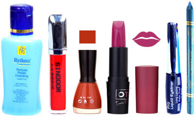 

Rythmx Remover, OTG Lipstick, Sindoor, Nail Polish,EyeLiner, Remover,Turqoise Blue Kajal, Makeup kit Combo 10025(Set of 6)