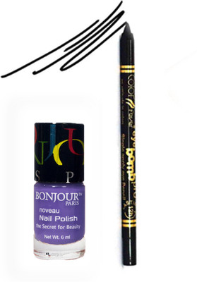 

Bonjour Paris Color Fever 905 Black Pro Kajal+Blue Nail Polish(Set of 2)