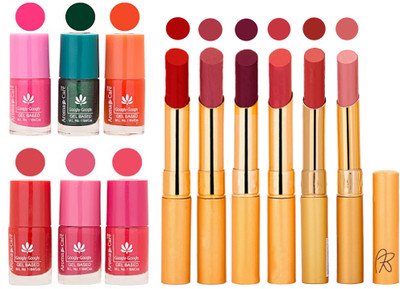 

Aroma Care Perfect Combo of Nail Polish and Rythm Lipstick Popular Shades in Wholesale Rate 2332017114(Set of 12)