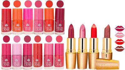 

Aroma Care Gel Nail Polish Set Quick Dry, Long Lasting and Creamy Matte Lipstick Combo 1121(Set of 16)