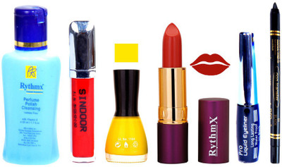 

Rythmx Lipstick ,Remover, Sindoor, Nail Polish,EyeLiner,Black Kajal, Makeup kit Combo 12064(Set of 6)