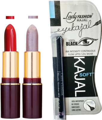 

Lady Fashion Lipstick And Kajal Combo(Set of 3)