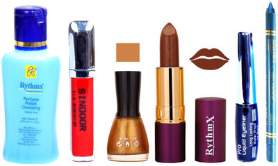 

Rythmx Lipstick ,Remover, Sindoor, Nail Polish,EyeLiner,Turqoise Blue Kajal, Makeup kit Combo 12039(Set of 6)