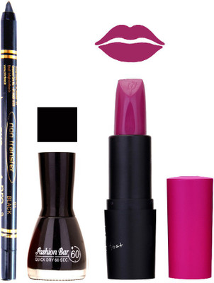 

Fashion Bar Nail Polish , OTG Lipstick , Black Kajal Combo 29(Set of 3)