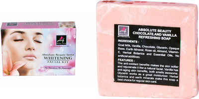 

Absolute Beauty Skin Care Whitening Smooth Texture Insta Glow Facial Kit 350g + Chocolate Vanila Soap(Set of 2)