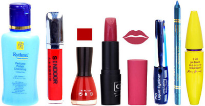 

Rythmx Remover + OTG Lipstick And Nail Polish, Eyliner, Sindoor, Kajal, Mascara Makeup Combo(Set of 7)