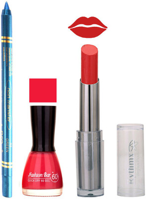 

Rythmx Lipstick , Nail Polish And Turquoise Blue Kajal Makeup Combo 1158(Set of 3)