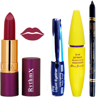 

Rythmx Lipstick ,Black Eyeliner,Kajal, Jet Mascara Makeup Combo Pack(Set of 4)