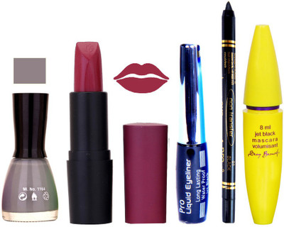 

Rythmx Lipstick, Nail Polish, Eyeliner,Black Kajal Makeup Combo Kit 1351(Set of 5)