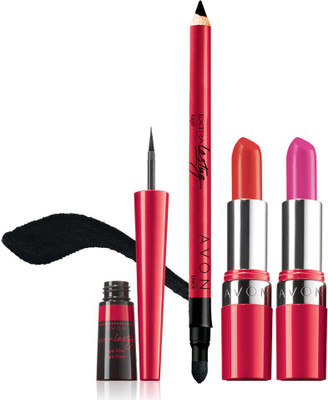 

Avon Extra Lasting Combo Set (Kajal + Eyeliner + Lipstick)(Set of 4)