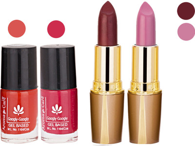 

Aroma Care Orange Nail Polish + Brown Lipstick Combo 2907201620(Set of 4)