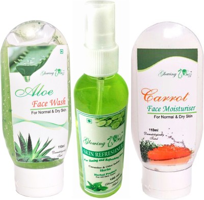 

Glowing Buzz Combo of Aloe Face Wash, Herbal Toner & Carrot Moisturiser(Set of 3)