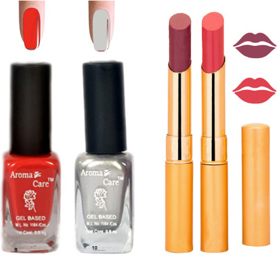 

Aroma Care Black Cap Nail Polish RHYTHM Orange Lipstick Combo 068(Set of 4)