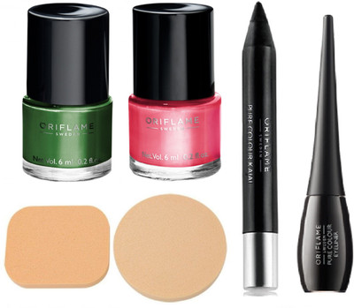 

Oriflame Sweden Pure Colour Mini Nail Paint (2 Pcs), Kajal & Eyeliner Combo(Set of 5)