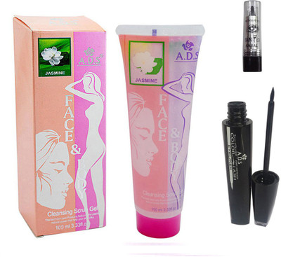 ADS Cleansing Jasmine scrub gel / Kajal With Eye liner(Set of 3)