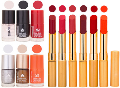 

Aroma Care 6 Nail Polish Set Rythm 6 Pcs Lipstick 6 Awesome Color for Fashion Women 2332017013(Set of 12)