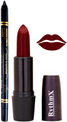 

Rythmx Maroon Lipstick And Pro Non Transfer Black Kajal 3893(Set of 2)