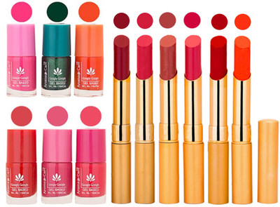 

Aroma Care Perfect Combo of Nail Polish and Rythm Lipstick Popular Shades in Wholesale Rate 2332017031(Set of 12)