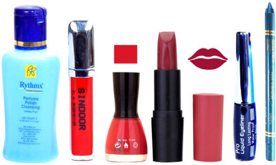 

Rythmx Remover, OTG Lipstick, Sindoor, Nail Polish,EyeLiner, Remover,Turqoise Blue Kajal, Makeup kit Combo 10016(Set of 6)