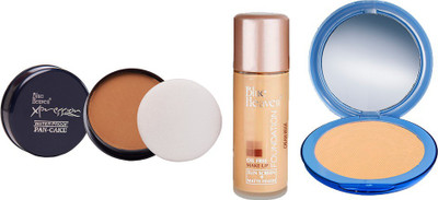 

Blue Heaven Xpression Pan Cake (73), Oil Free Foundation (Cream Beige) & Silk On Face Compact (Natural) Combo.(Set of 3)