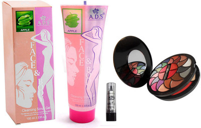 

ADS Cleansing Apple scrub gel / Kajal With 8188 Makeup Kit(Set of 3)