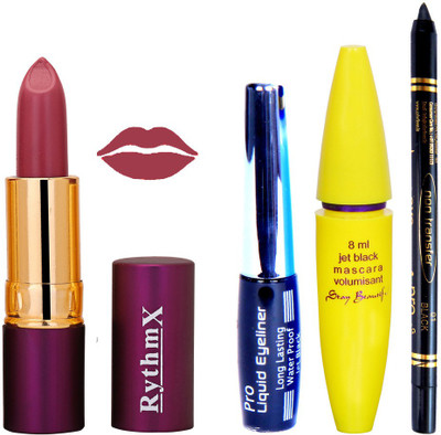 

Rythmx Lipstick ,Black Eyeliner,Kajal, Jet Mascara Makeup Combo Pack(Set of 4)
