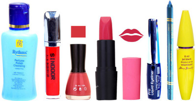 

Rythmx Remover + OTG Lipstick And Nail Polish, Eyliner, Sindoor, Kajal, Mascara Makeup Combo(Set of 7)