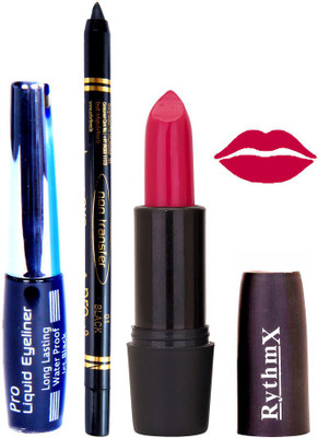 

Rythmx Bright Mazanta Lipstick Eyeliner Kajal Combo Kit 780107(Set of 3)