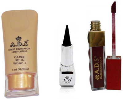 

ADS Liquid Foundation / Sindoor / Kajal(Set of 3)