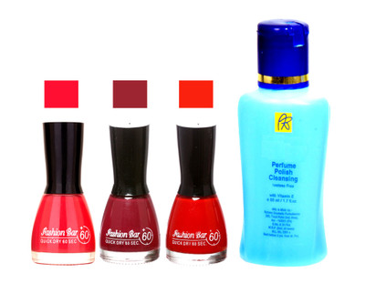 

Fashion Bar Stengthening Nail Polish Remover And Pink,Shimmer,Pink,Dark Shades Nail Polish 52430(Set of 4)