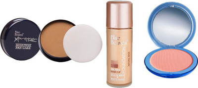 

Blue Heaven Xpression Pan Cake (74), Oil Free Foundation (Natural Beige) & Silk On Face Compact (PINK)(Set of 3)