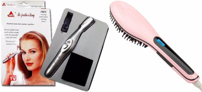 

3P Kart Ceramic Brush Straightener and Ladies Bikini Face Micro Clipper Hair Remover Ear, Nose & Eyebrow trimmer(Set of 2)