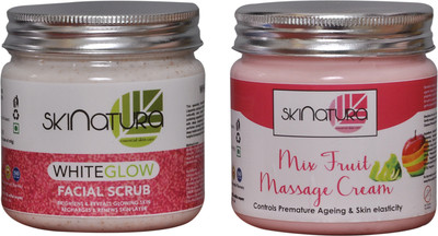 

Skinatura WHITE GLOW FACIAL SCRUB & MIX FRUIT MASSAGE CREAM (Pack of 2)(Set of 2)