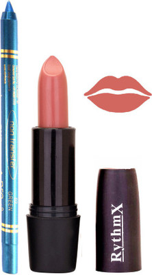 

Rythmx Light Peach Mauve Lipstick And Pro Non Transfer Blue Kajal 2892(Set of 2)