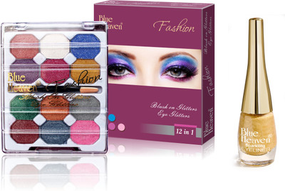 

Blue Heaven 12x1 Fashion Eye Shadow & Sparkeling Eyeliner 02 Combo.(Set of 2)